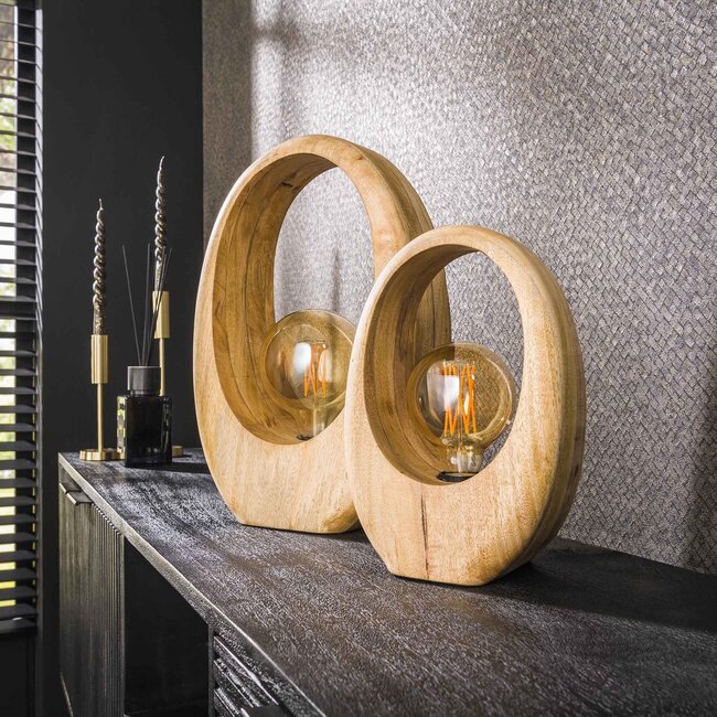 Tafellamp 1L Arch wood L / Massief mango naturel