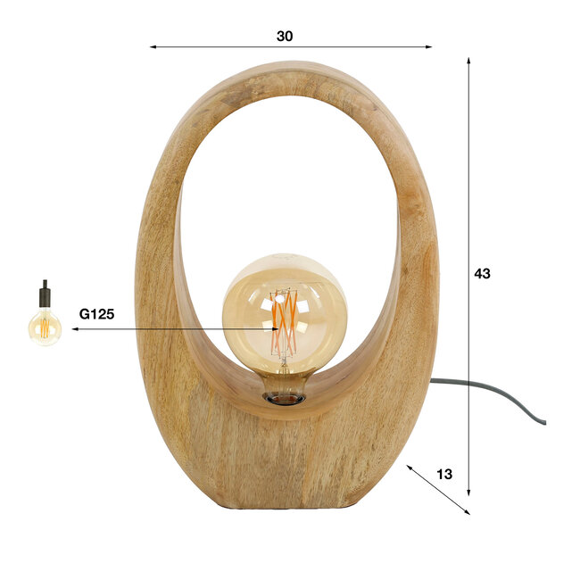 Lampe de table 1L Arch wood L / Manguier massif naturel