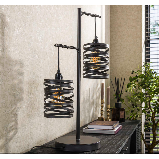 Table lamp 2L spindle / Slate gray
