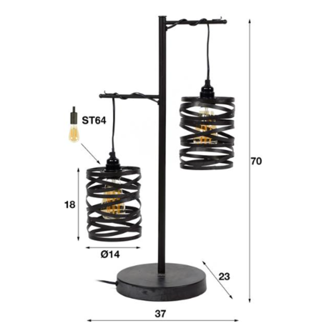 Table lamp 2L spindle / Slate gray