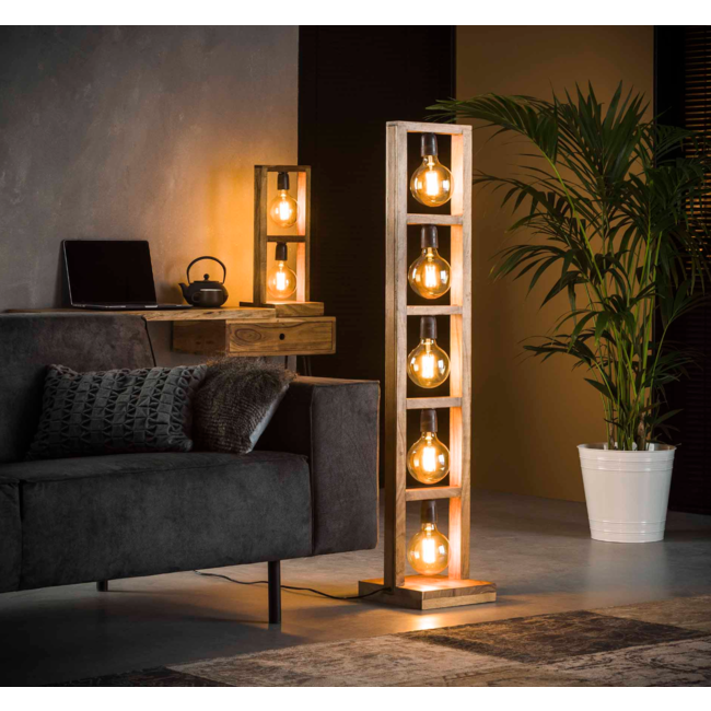 Floor lamp 5L modulo wooden frame / Solid acacia natural