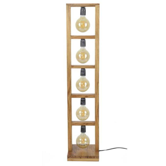 Vloerlamp 5L modulo houten frame / Massief acacia naturel