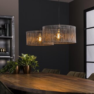 LioLights Hanglamp 2L stringshade metal / Zwart nikkel