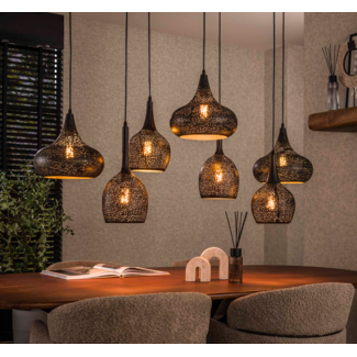 LioLights Hanglamp 4+3 zip / Artic zwart