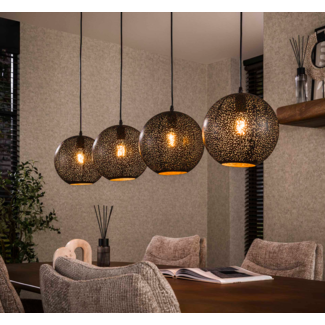 LioLights Hanglamp 4x Ø25 zip / Artic zwart