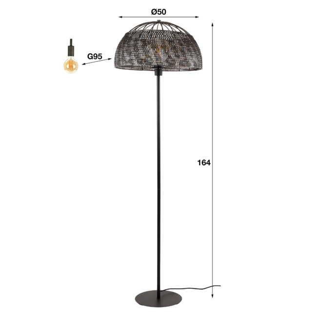Floor lamp Ø50 armor open / Black brown