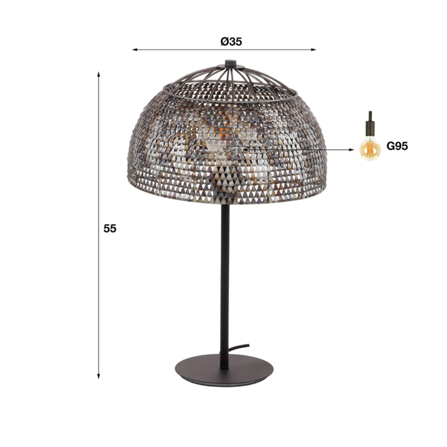 Tafellamp Ø35 armor open / Zwart bruin