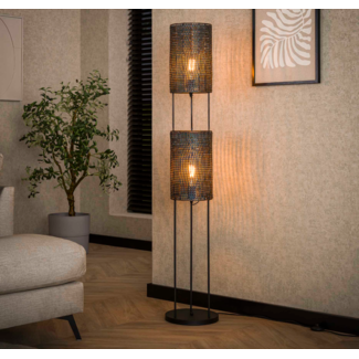 LioLights Lampadaire 2L tube blindé / Noir marron