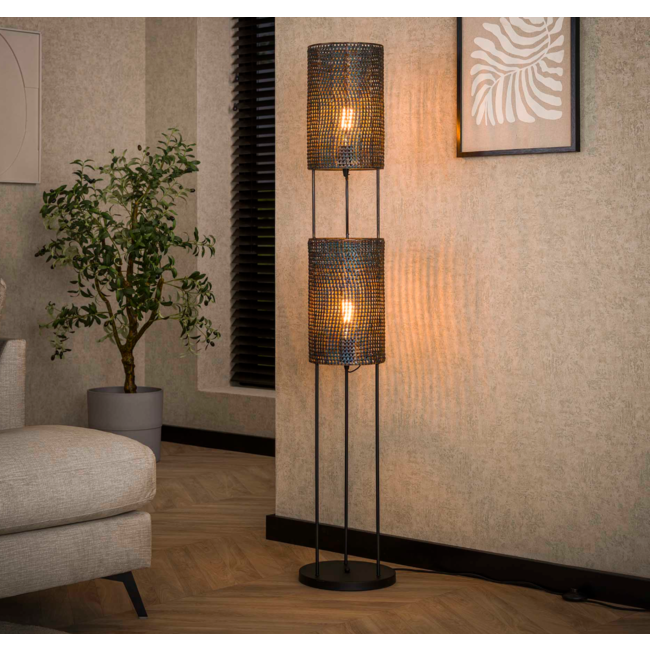 Vloerlamp 2L armor tube / Zwart bruin