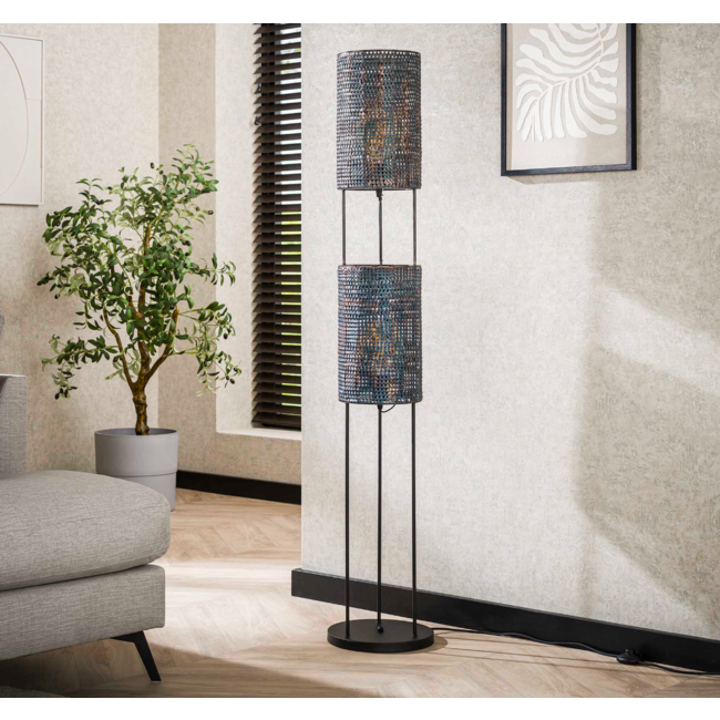 Vloerlamp 2L armor tube / Zwart bruin