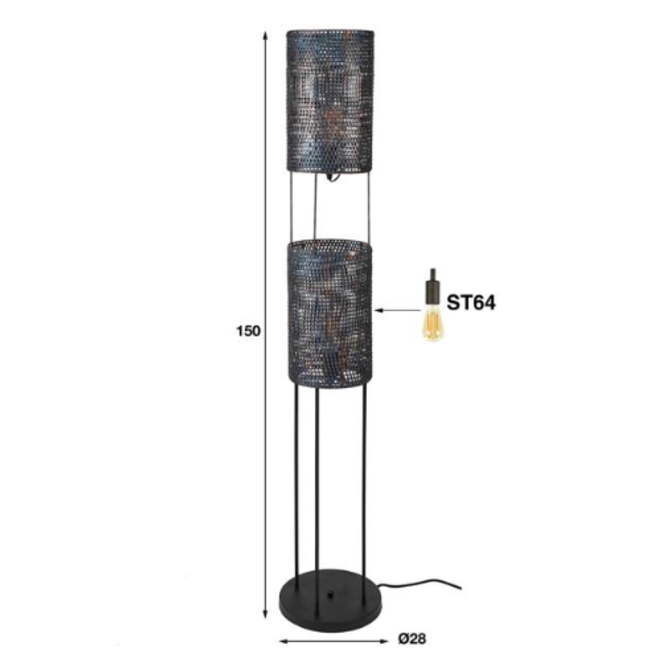 Floor lamp 2L armor tube / Black brown