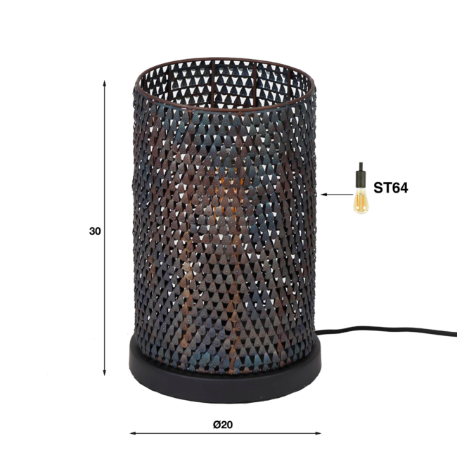 Lampe de table tube blindé / Noir marron