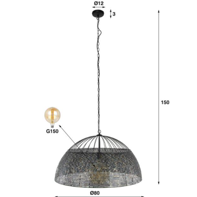 Suspension Ø80 armure / Noir marron