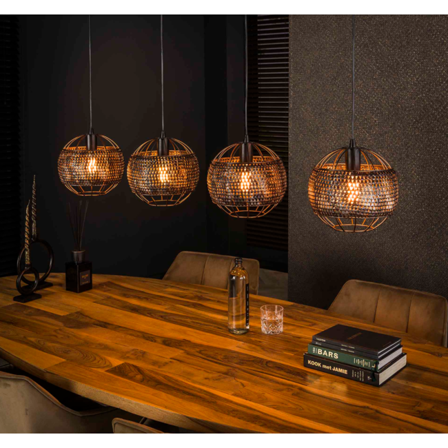 Hanglamp 4L Ø25 armor open / Zwart bruin