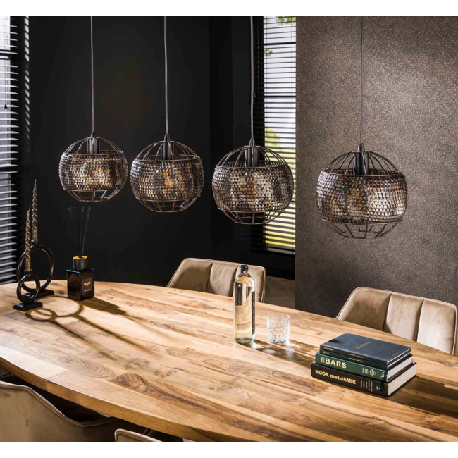 Hanglamp 4L Ø25 armor open / Zwart bruin