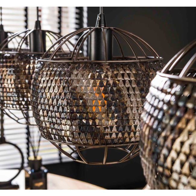 Pendant lamp 4L Ø25 armor open / Black brown