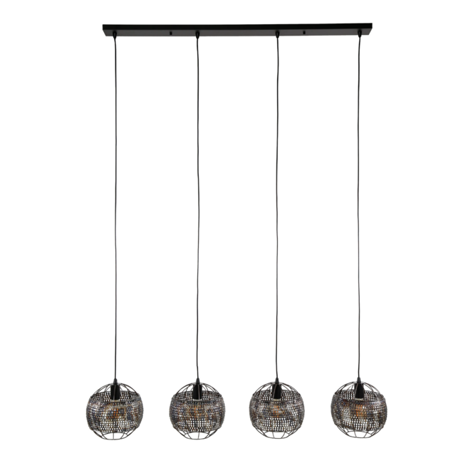 Pendant lamp 4L Ø25 armor open / Black brown