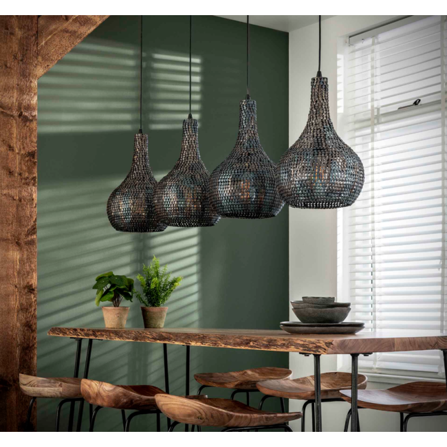 Hanglamp 4L armor kegel / Zwart bruin
