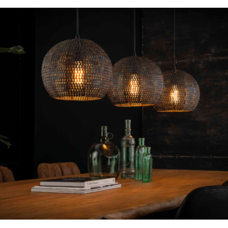 LioLights Pendant lamp 3x Ø26 armor half round / Black brown