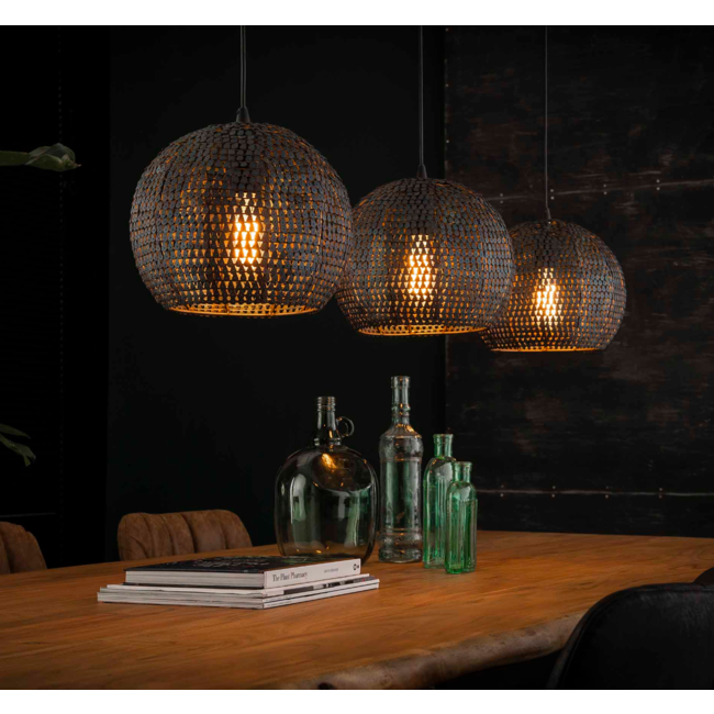 Pendant lamp 3x Ø26 armor half round / Black brown