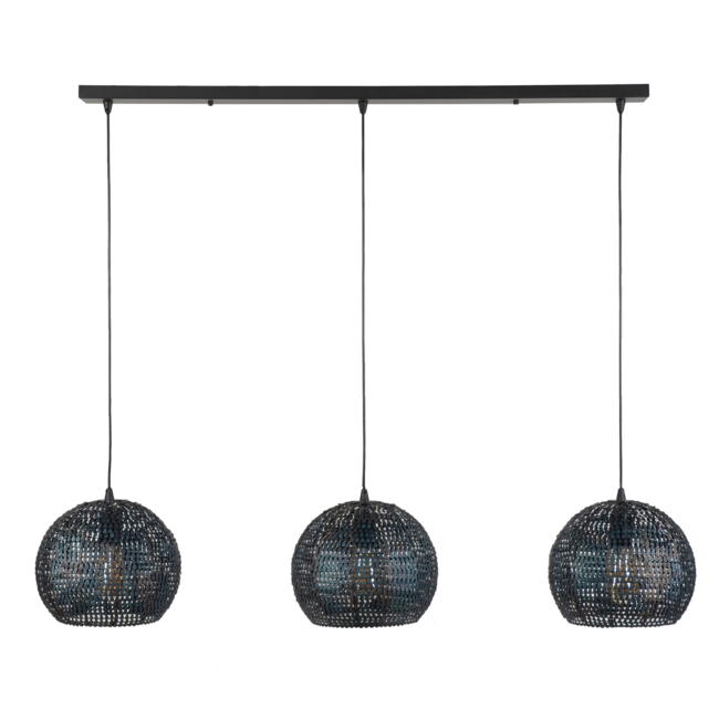 Pendant lamp 3x Ø26 armor half round / Black brown