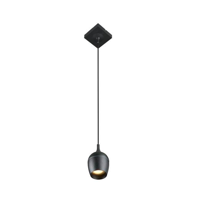 PRESTON - Hanglamp Badkamer - Ø 10 cm - 1xGU10 - IP44 - Zwart - 09437/01/30