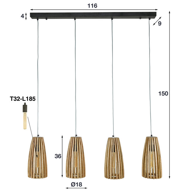 Hanglamp 4L launch / Massief mango naturel