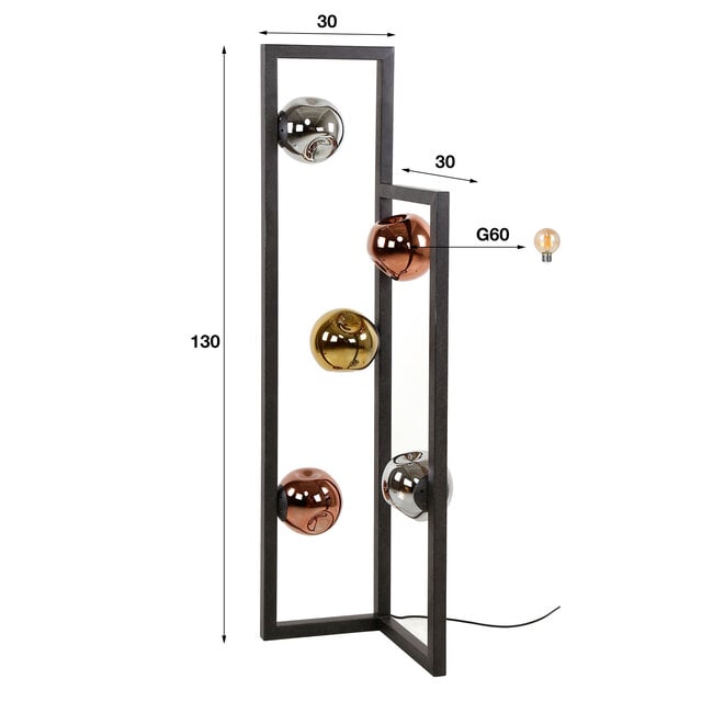 Lampadaire 5L stellaire / noir arctique