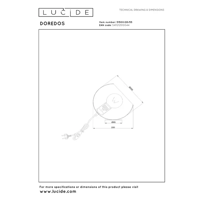 DOREDOS - Lampe de table - Ø 20 cm - 1 x E27 - Terre cuite - 51500/20/55