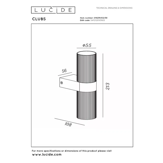 CLUBS - Wall spotlight / Wall lamp - 2xGU10 - Black - 09239/02/30