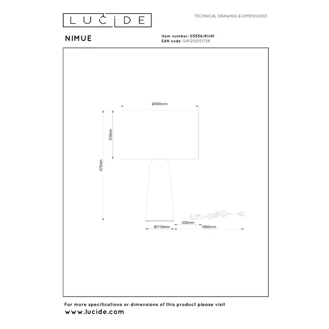 NIMUE - Table lamp - Ø 30 cm - 1xE27 - Taupe - 05556/81/41