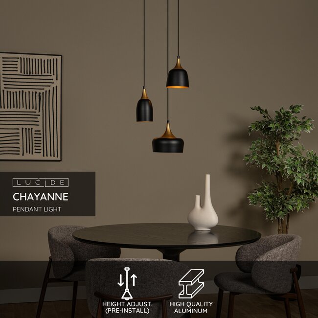 CHAYANNE - Pendant lamp - Ø 30 cm - 3xE14 - Black - 05446/13/30