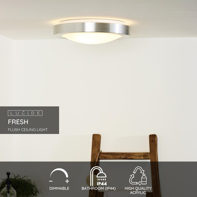 FRESH - Plafonnière Badkamer - Ø 35 cm - 2xE27 - IP44 - Mat chroom - 79158/02/12