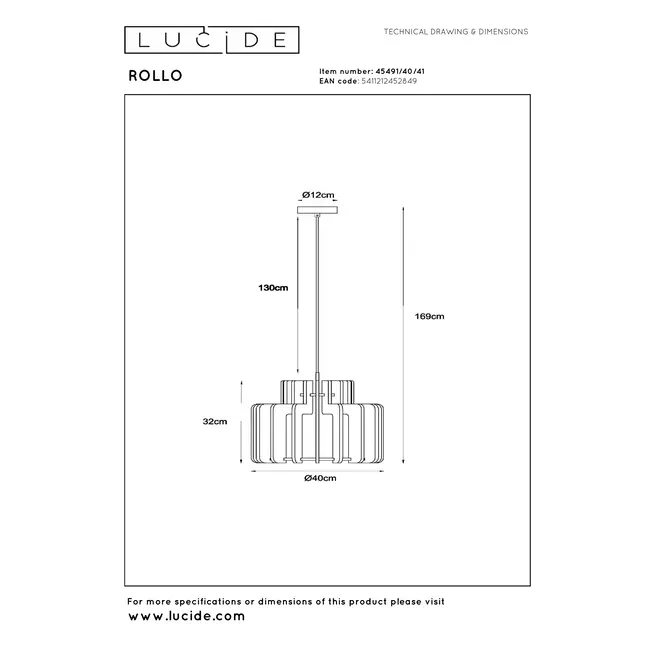 ROLLO - Hanglamp - 1xE27 - Taupe - 45491/40/41