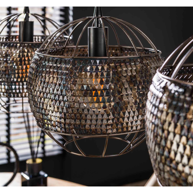 Pendant lamp 3L Ø30 armor open / Black brown