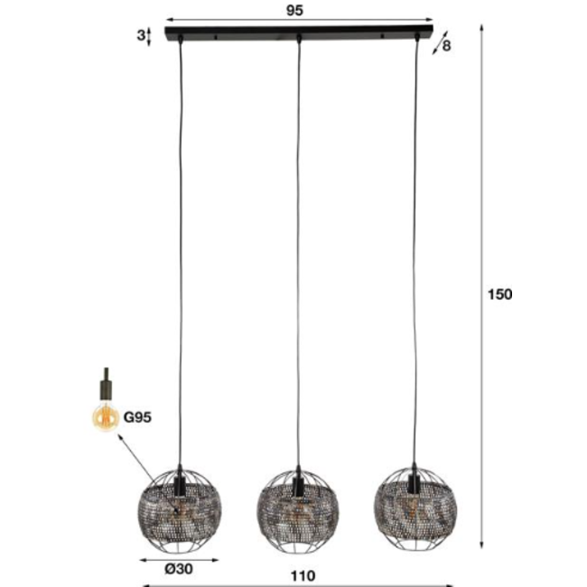 Suspension 3L Ø30 armor ouverte / Noir marron