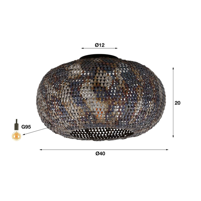 Plafondlamp Ø40 armor / Zwart bruin