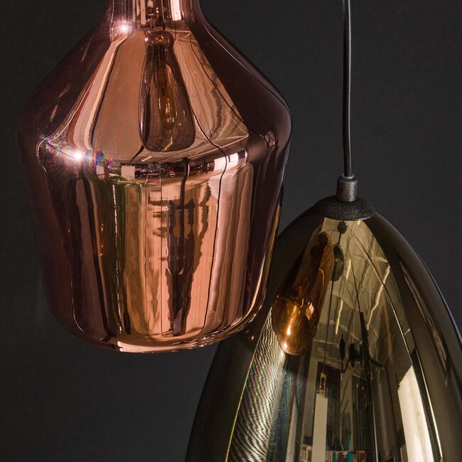 Hanging lamp 5L stepped mix glass tricolore / Artic black