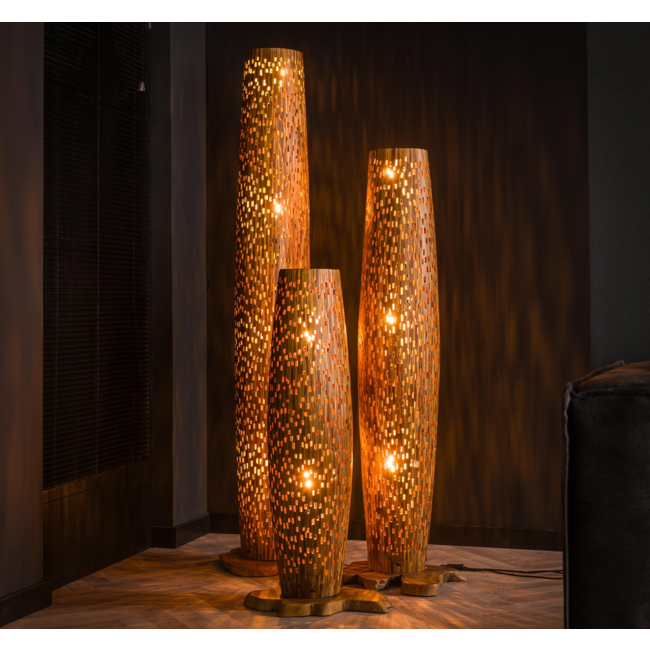 Vloerlamp L bars / Massief gerecycled teakhout