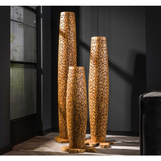 Vloerlamp L bars / Massief gerecycled teakhout