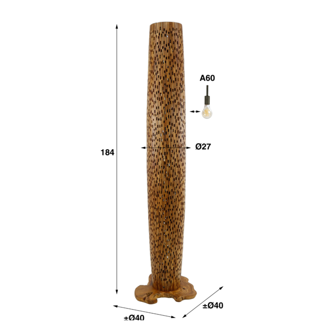Vloerlamp L bars / Massief gerecycled teakhout