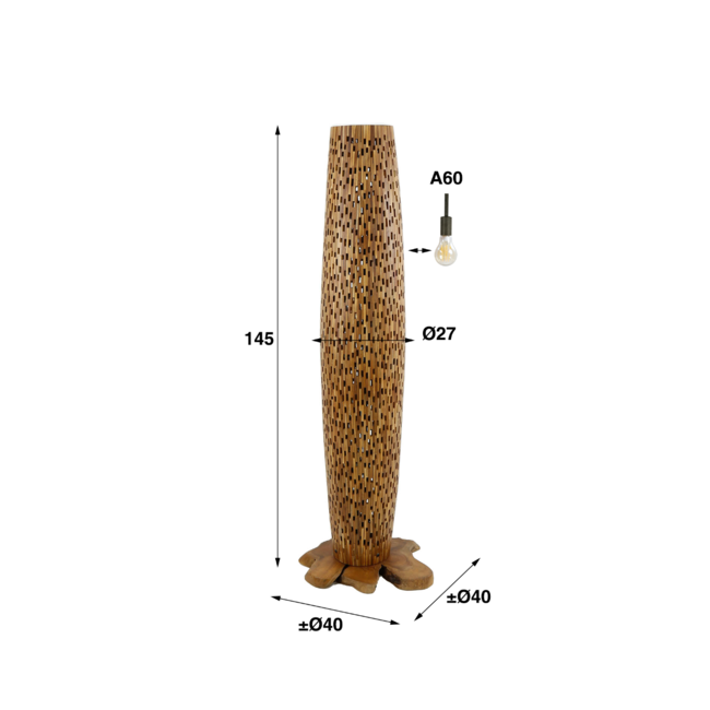 Vloerlamp M bars / Massief gerecycled teakhout