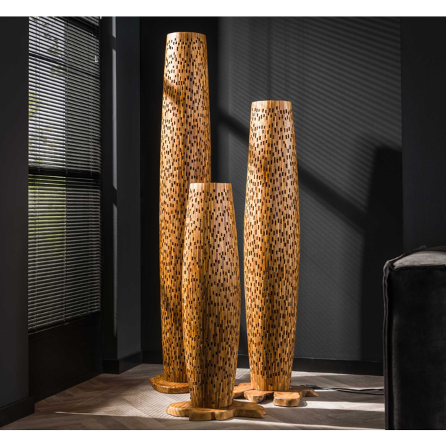 Floor lamp S bars / Solid recycled teak wood