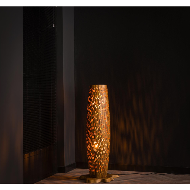 Vloerlamp S bars / Massief gerecycled teakhout