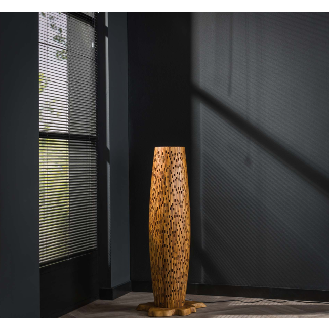 Vloerlamp S bars / Massief gerecycled teakhout