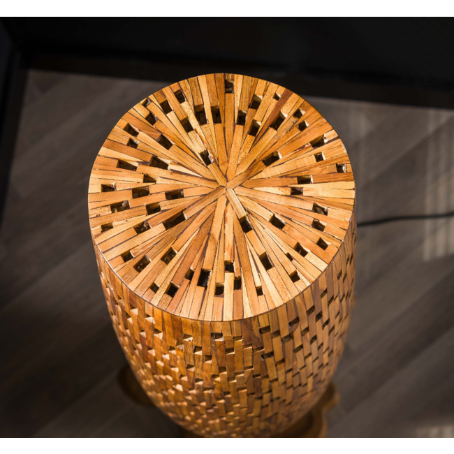 Vloerlamp S bars / Massief gerecycled teakhout