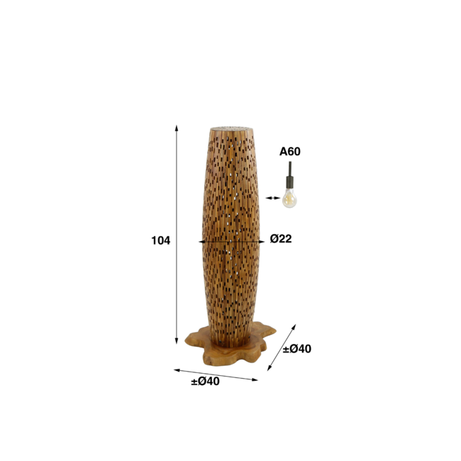 Floor lamp S bars / Solid recycled teak wood