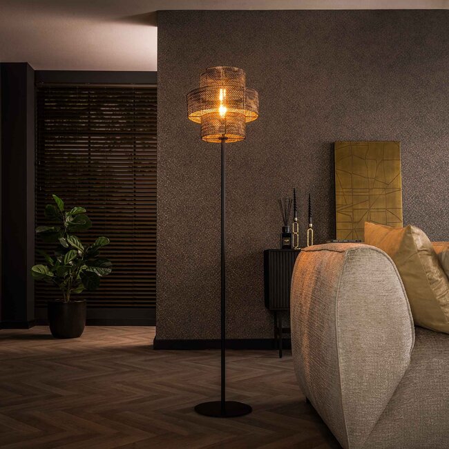 Floor lamp 1L lantern / Black brown
