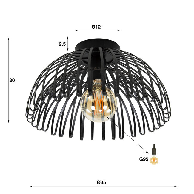 Ceiling lamp 1L Bend / Charcoal