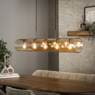 LioLights Suspension tube 5L verre ambré / noir arctique
